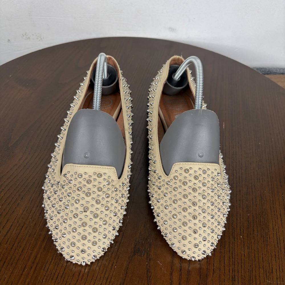 Jeffrey Campbell Martini Loafer Shoes Women's 7.5 Nude Studded Spiked Flats - Picture 3 of 16